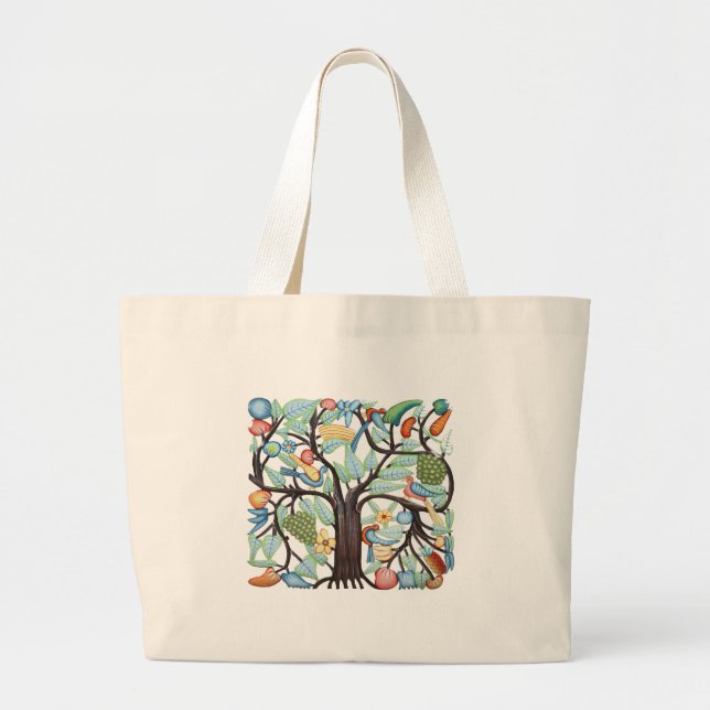 TREE of LIFE pastel Large Tote Bag (Front)
