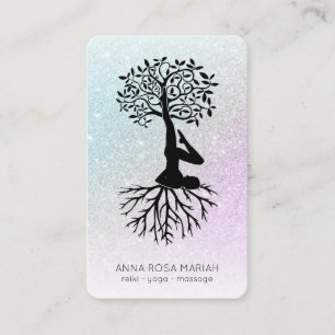 *~* Tree of Life Pastel QR Zen Glitter Yoga Business Card
