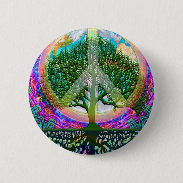 Tree of Life Peace 6 Cm Round Badge (Front)