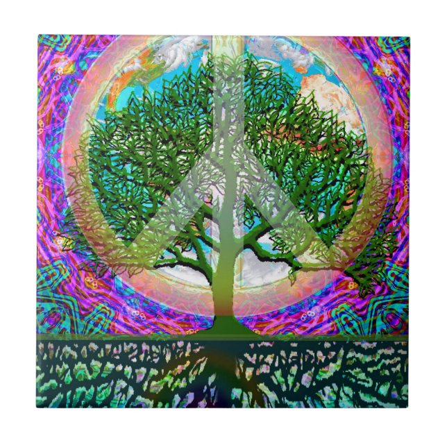 Tree of Life Peace Ceramic Tile (Front)