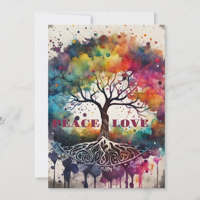 TREE OF LIFE. Peace, Love (editable) Card (Front)