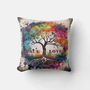 TREE OF LIFE. Peace, Love (editable) Cushion