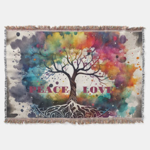 TREE OF LIFE. Peace, Love (editable) Throw Blanket