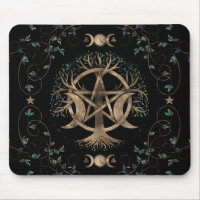 Tree of Life Pentagram Moon Ornament