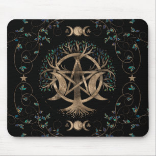 Tree of Life Pentagram Moon Ornament Mouse Pad