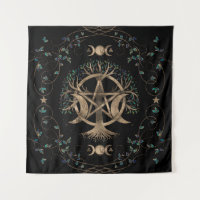 Tree of Life Pentagram Moon Ornament