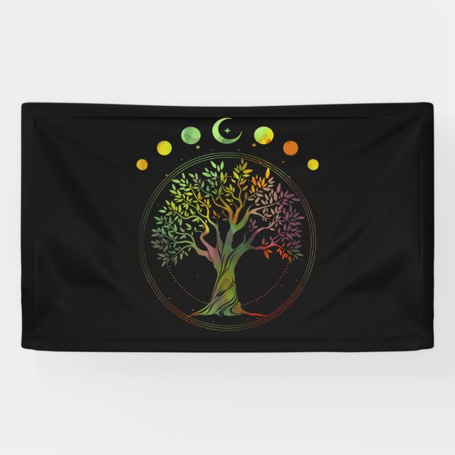 Tree of Life Phases of the Moon Banner (Horizontal)