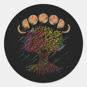 Tree of Life Phases of the Moon Classic Round Sticker