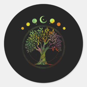 Tree of Life Phases of the Moon Classic Round Sticker