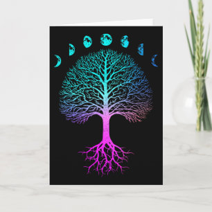 Tree Of Life Phases Of The Moon Vintage Retro Yoga Card