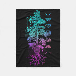 Tree Of Life Phases Of The Moon Yoga Chakra Gift Fleece Blanket