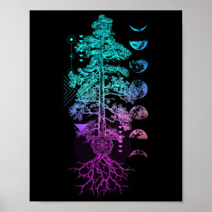 Tree Of Life Phases Of The Moon Yoga Chakra Gift Poster