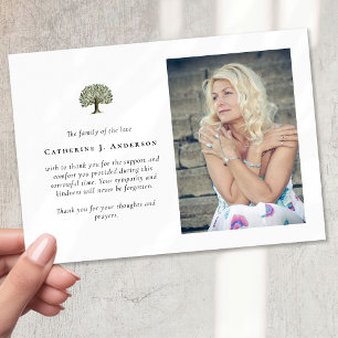 Tree of Life Photo Sympathy Funeral Memorial Thank You Card