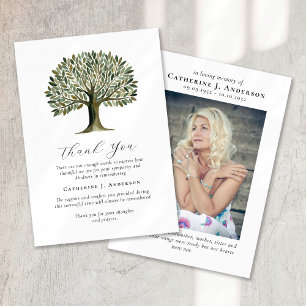 Tree of Life Photo Sympathy Funeral Memorial Thank You Card