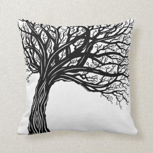 Tree of life pillow MOD graphic organic wind swept