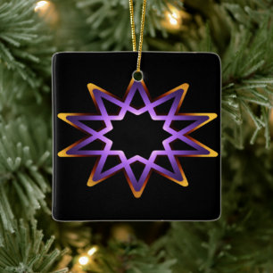 Tree Of Life Purple Orange Star Symbol Ceramic Ornament