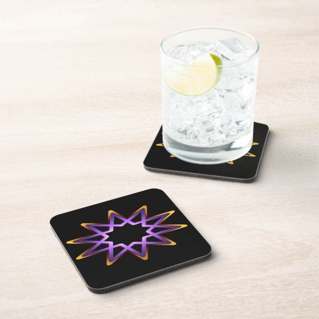 Tree Of Life Purple Orange Star Symbol Coaster (Right Side)