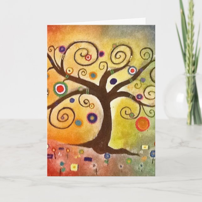 Tree of Life Rainbow Beautiful Painting Fine Art Card (Front)
