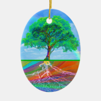Tree of Life Rainbow Ceramic Ornament