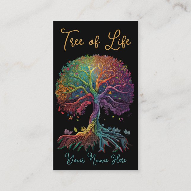 Tree of Life Rainbow Colours Business Card (Front)
