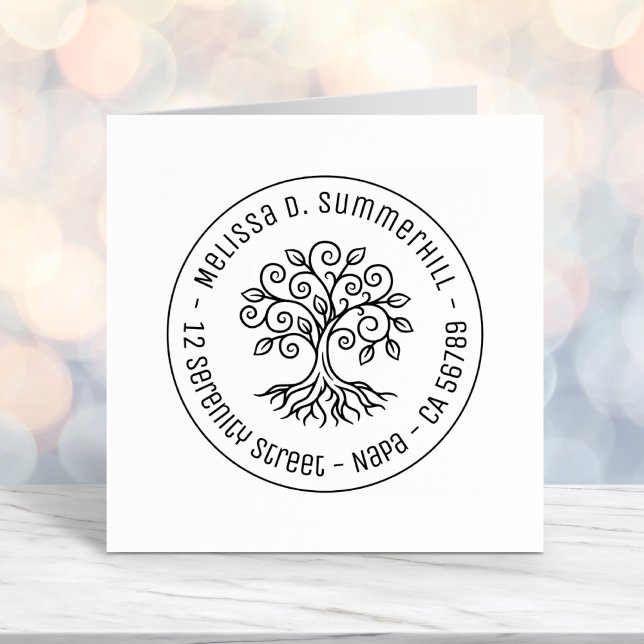 Tree of Life Round Address Self-inking Stamp (Creator Uploaded)