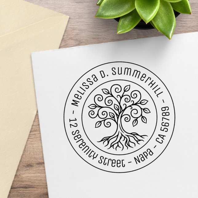 Tree of Life Round Address V2 Rubber Stamp (Creator Uploaded)
