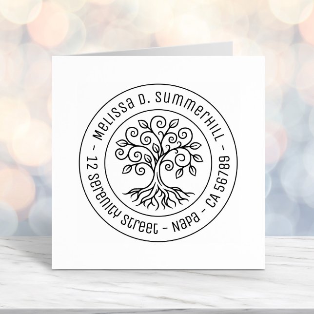 Tree of Life Round Address V2 Self-inking Stamp (Creator Uploaded)