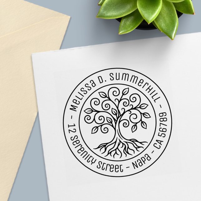 Tree of Life Round Address V2 Self-inking Stamp (Creator Uploaded)