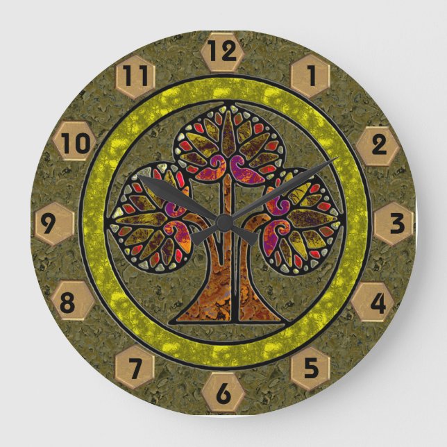 Tree of Life (Round Wall Clock) Large Clock (Front)