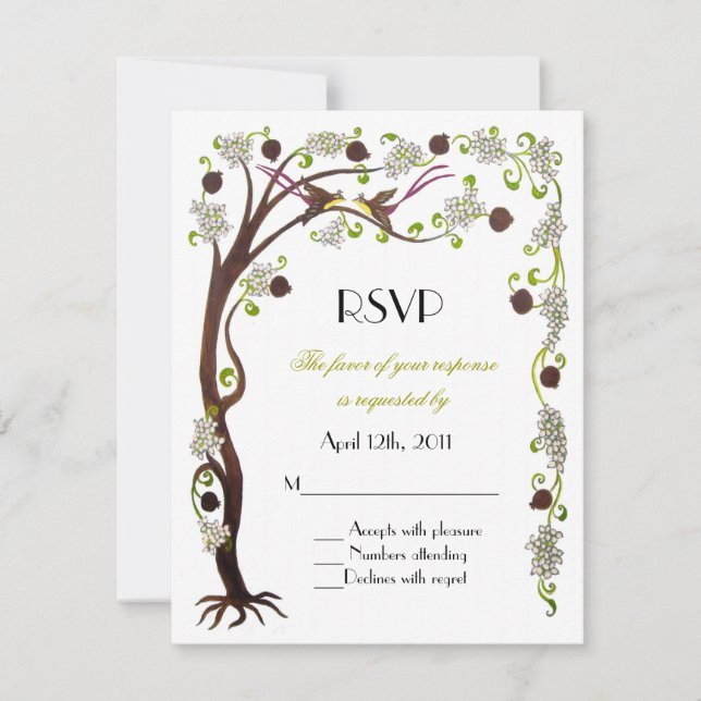 tree of life RSVP, vertical RSVP Card (Front)