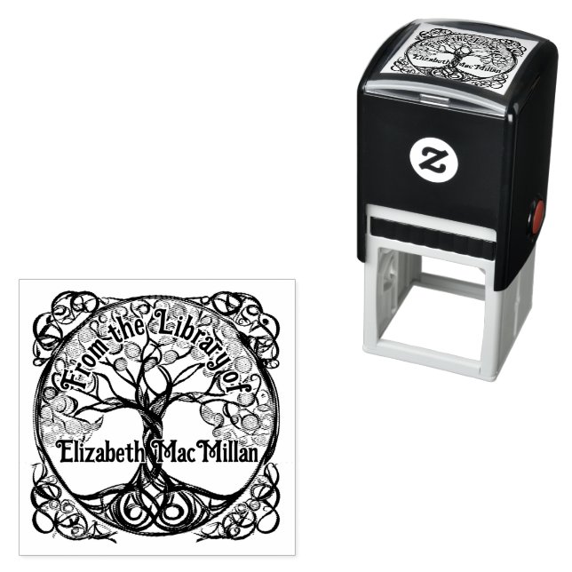 Tree of Life Rubber Ex Libris Stamp (In Situ)