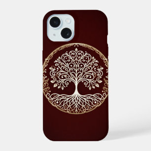 Tree of Life Rustic Dark Red Celtic iPhone 15 Case