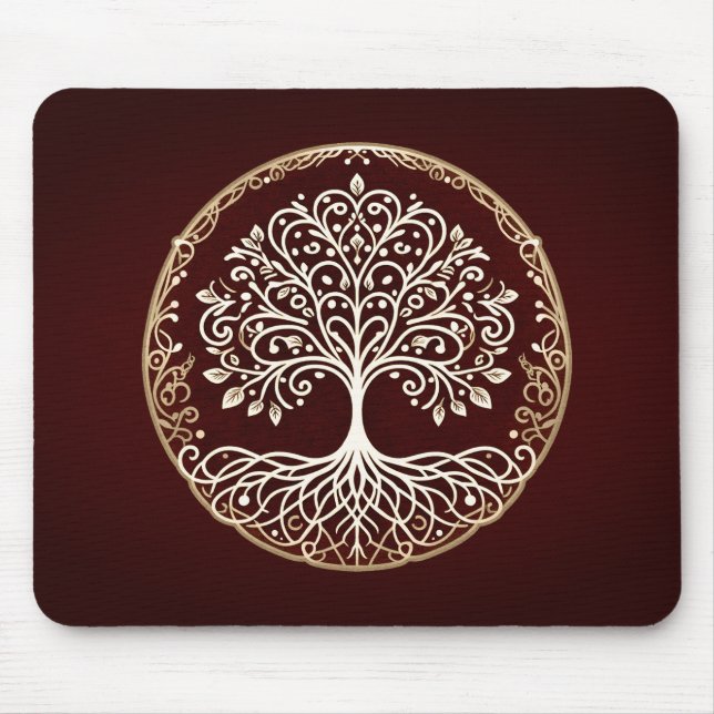 Tree of Life Rustic Dark Red Celtic Mouse Pad (Front)