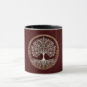 Tree of Life Rustic Dark Red Celtic Mug