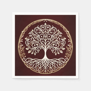 Tree of Life Rustic Dark Red Celtic Wedding Napkin
