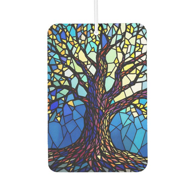 Tree of Life Shattered Glass Mosaic Car Air Freshener (Front)