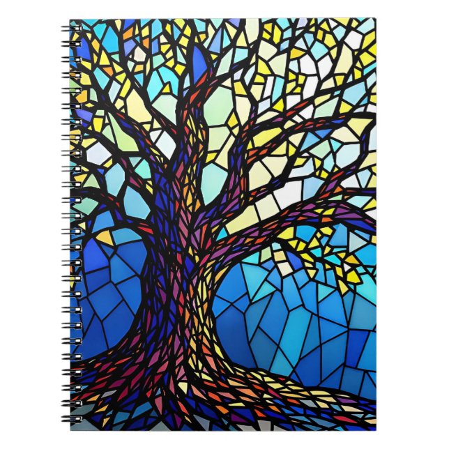 Tree of Life Shattered Glass Mosaic Notebook (Front)