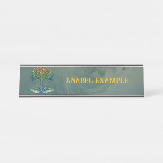 Tree of Life Shifting Dawn  Desk Name Plate (Front)
