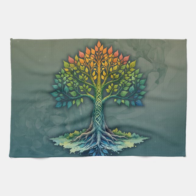 Tree of Life Shifting Dawn  Tea Towel (Horizontal)