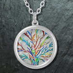 Tree Of Life Silver Plated Necklace<br><div class="desc">This unique necklace is decorated with a colourful tree of life mosaic design.
Original Mosaic © Michele Davies.</div>