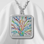 Tree Of Life Silver Plated Necklace<br><div class="desc">This unique necklace is decorated with a colourful tree of life mosaic design.
Original Mosaic © Michele Davies.</div>