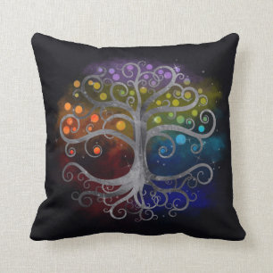 Tree of life Silver Swirl Cushion