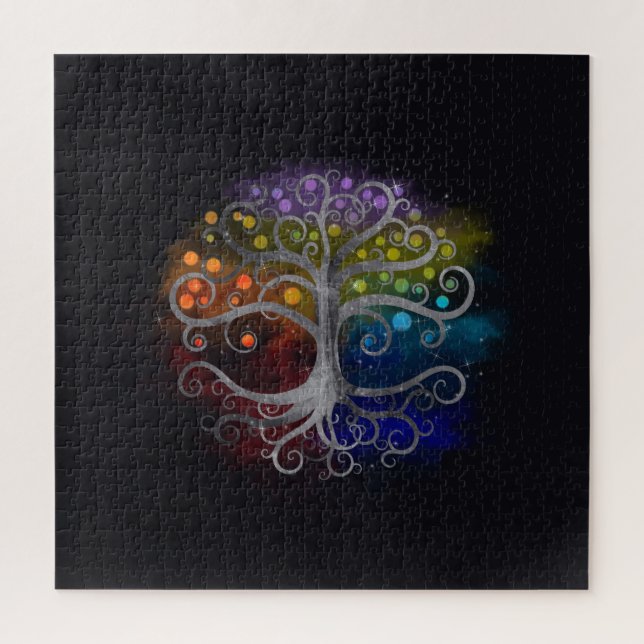Tree of life Silver Swirl Jigsaw Puzzle (Vertical)