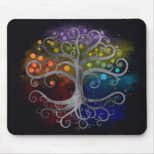 Tree of life Silver Swirl Mouse Pad