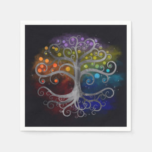Tree of life Silver Swirl Napkin