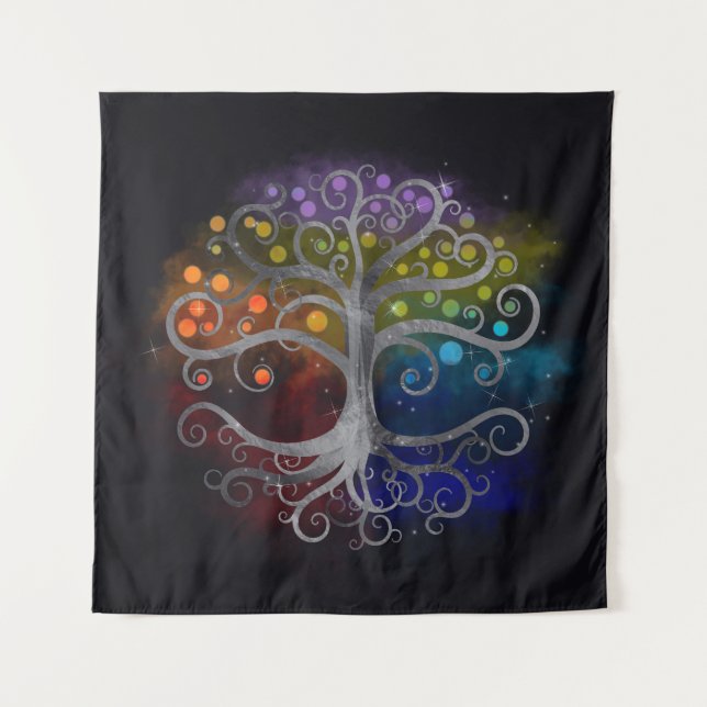 Tree of life Silver Swirl Tapestry (Front)