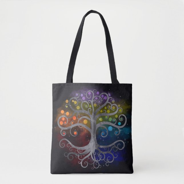 Tree of life Silver Swirl Tote Bag (Front)