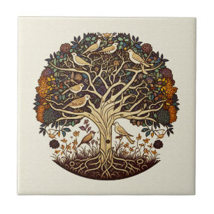 Tree of Life, Songbirds Ceramic Tile