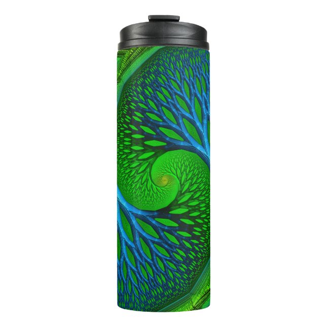 Tree Of Life Spiral Fractal  Thermal Tumbler (Front)