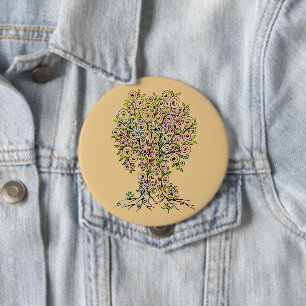 Tree Of Life - Spirals Leaves Fruits 1 10 Cm Round Badge